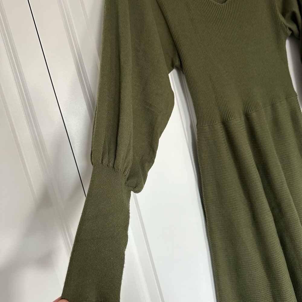Rachel Zoe Long Sleeve Knit Olive Green Dress - Picture 5 of 7